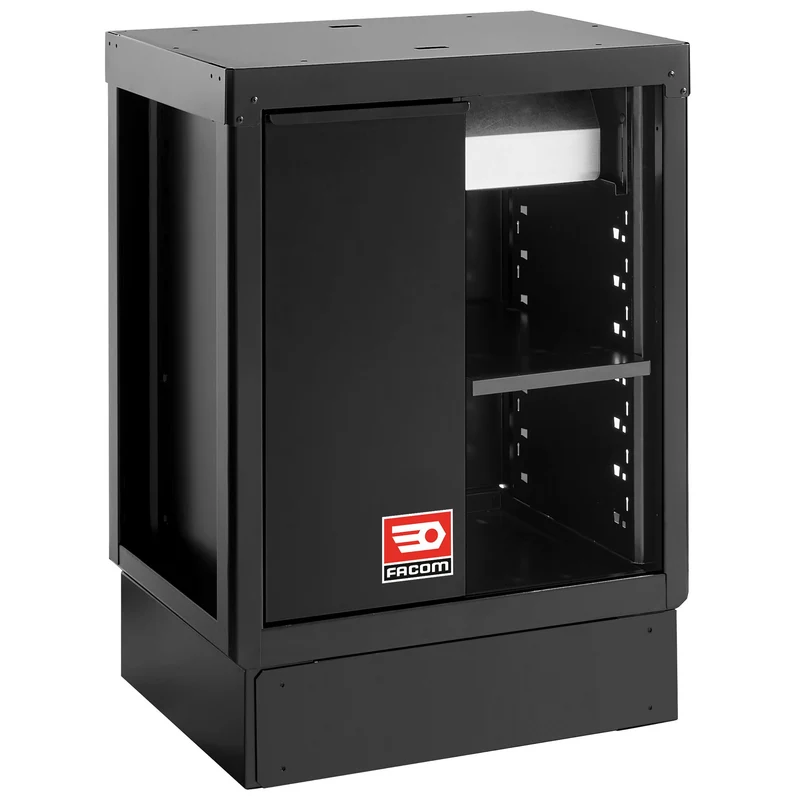 [RWS2-MBSERBS] Meuble bas avec bac de recyclage et support rouleau papier - noir - RWS2