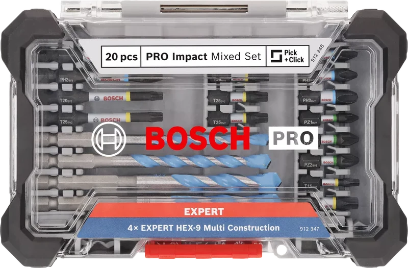 Coffret PRO Impact 20 pcs: 4 forets 15 embouts 1 porte embouts - 2608521U83 Bosch