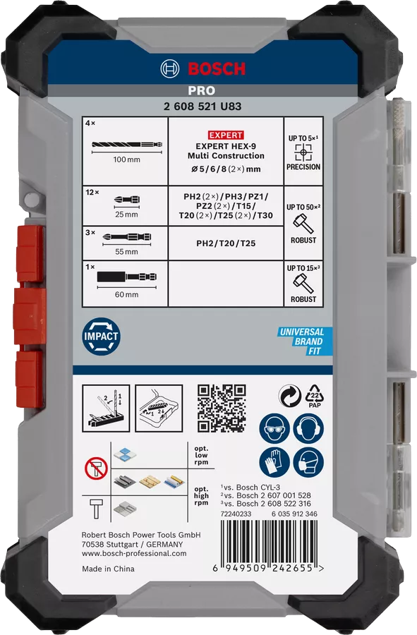 Coffret PRO Impact 20 pcs: 4 forets 15 embouts 1 porte embouts - 2608521U83 Bosch
