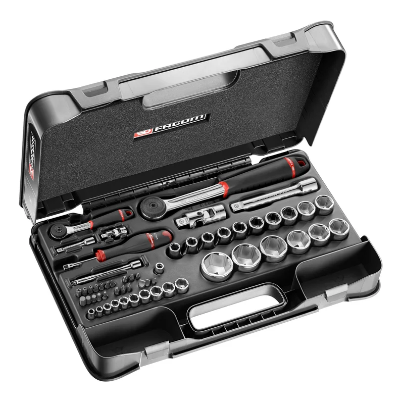 [RS.161-2] Coffret douilles, 6 pans métriques, 56 pièces, de 1/4" à 1/2"
