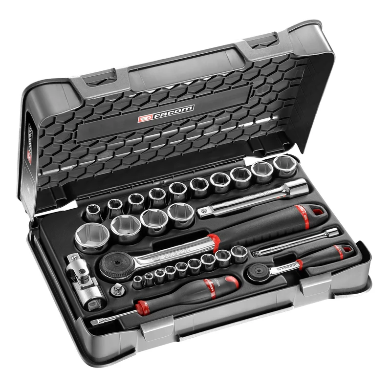 [RS.161-1PB] Coffret douilles, 6 pans métriques, 30 pièces, de 1/4" à 1/2"