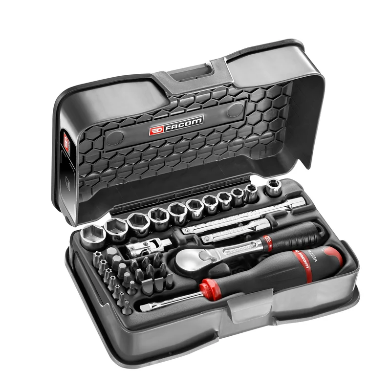 [RL.161-6P6] Coffret douilles, 12 pans métriques et embouts, 37 pièces, 1/4"