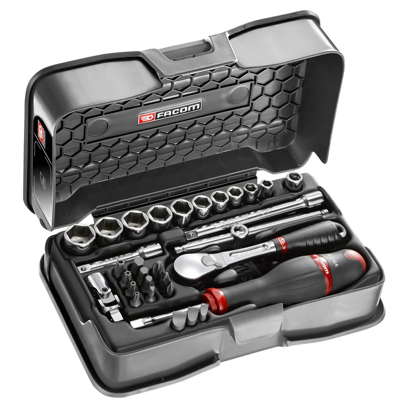 [RL.161-5P6] Coffret douilles, 12 pans métriques et embouts, 31 pièces, 1/4"