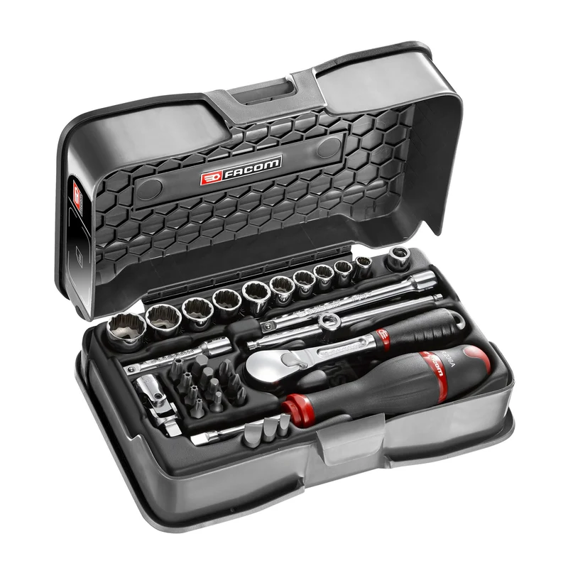 [RL.161-5P12] Coffret douilles, 12 pans métriques et embouts, 31 pièces, 1/4"