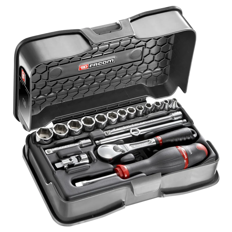 [RL.161-3P6] Coffret douilles, 6 pans métriques, 19 pièces, 1/4"