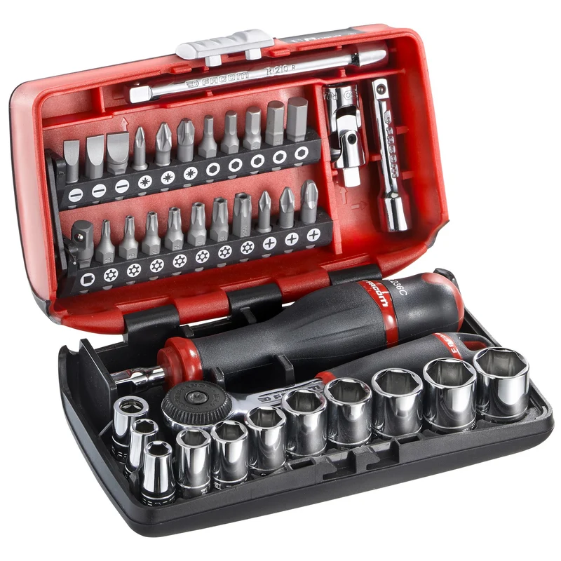 [R2NANOPB] Coffret douilles, 6 pans métriques et embouts, 38 pièces, 1/4''
