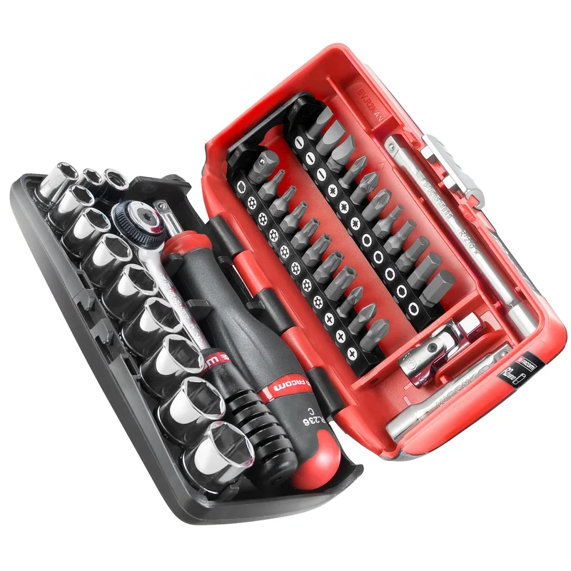 [R2NANOPB] Coffret douilles, 6 pans métriques et embouts, 38 pièces, 1/4''