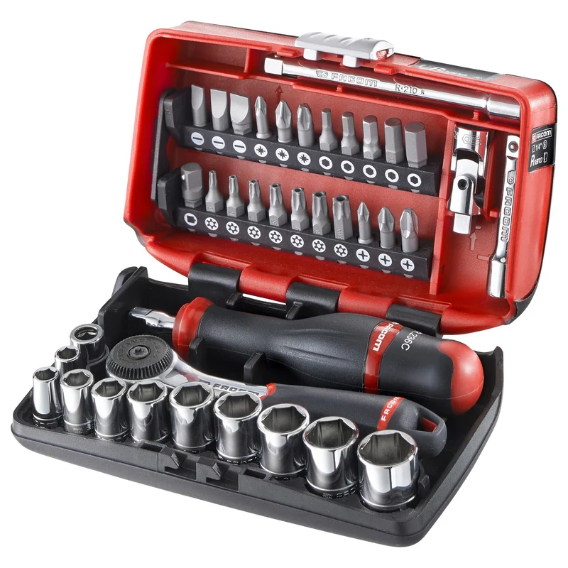 [R2NANO] Coffret douilles, 6 pans métriques et embouts, 38 pièces, 1/4''