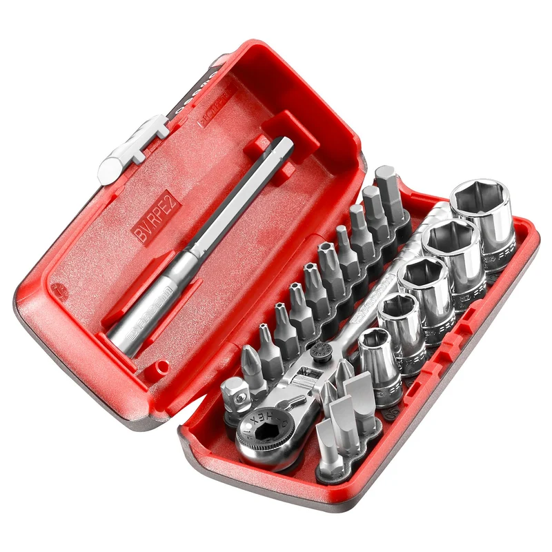 [R1PICO] Coffret douilles, 6 pans métriques et embouts, 23 pièces, 1/4''