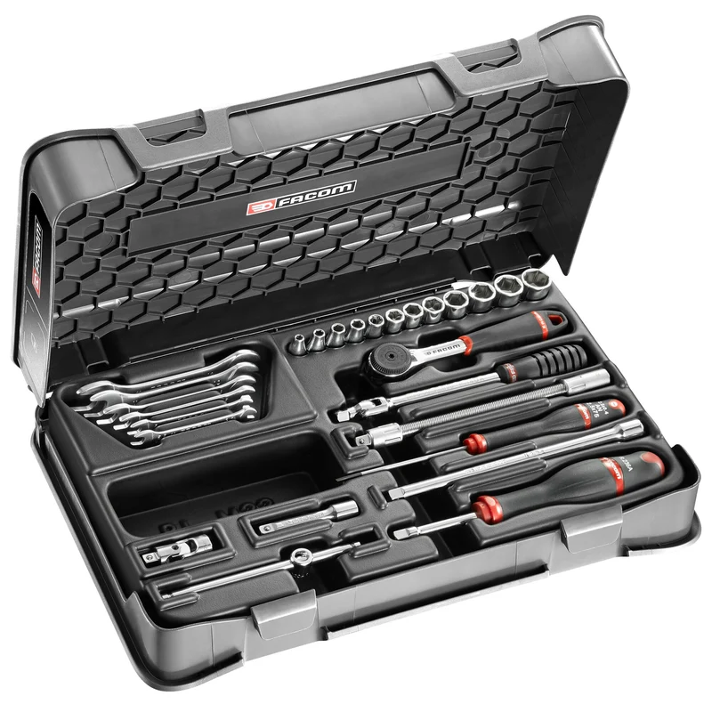 [R.430BP] Coffret douilles, 6 pans métriques et clés, 27 pièces, 1/4"