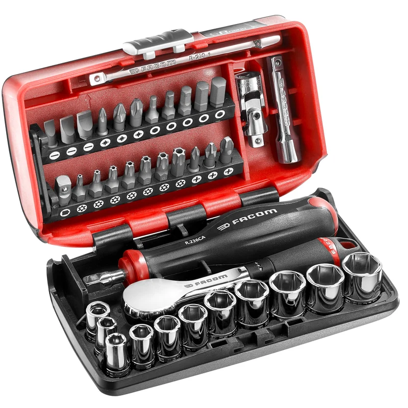[R.181NANO] Jeu de douilles, 6 pans métriques, 38 pièces, 1/4"