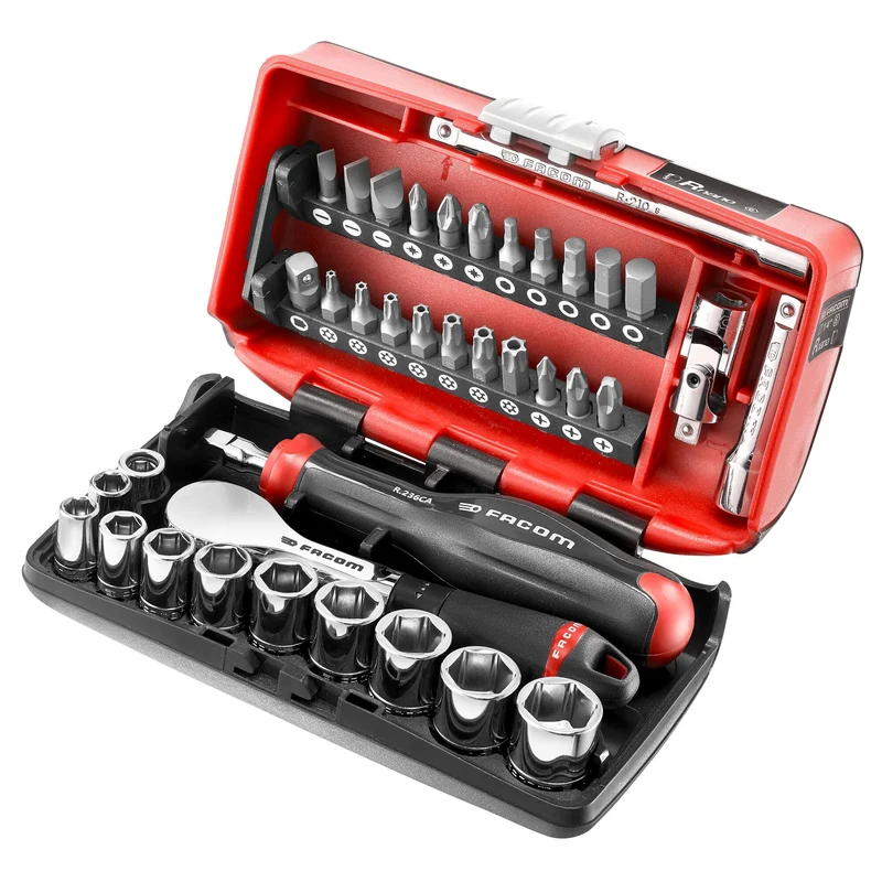 [R.181NANO] Jeu de douilles, 6 pans métriques, 38 pièces, 1/4"