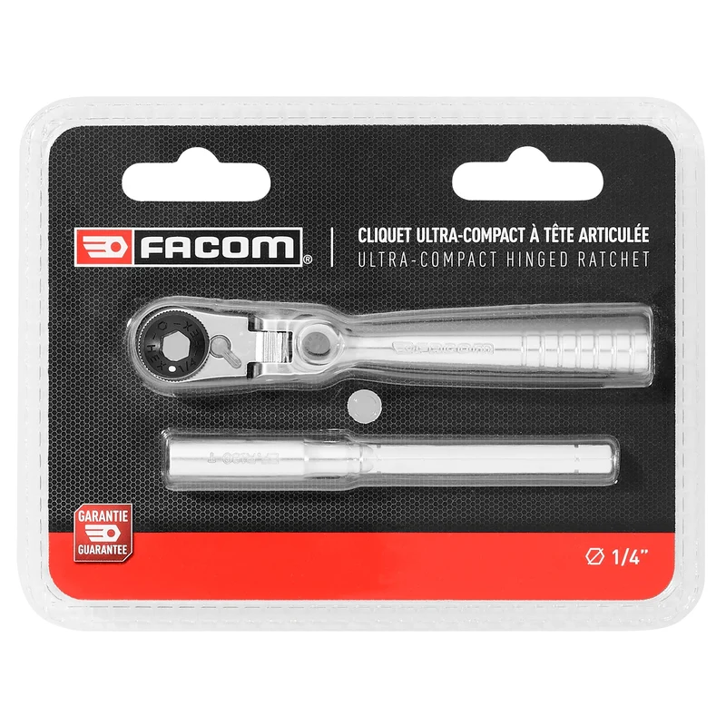 [R.180PB] Cliquet 1/4'' ultra-compact, tête flexible 180°, pour embouts 1/4"