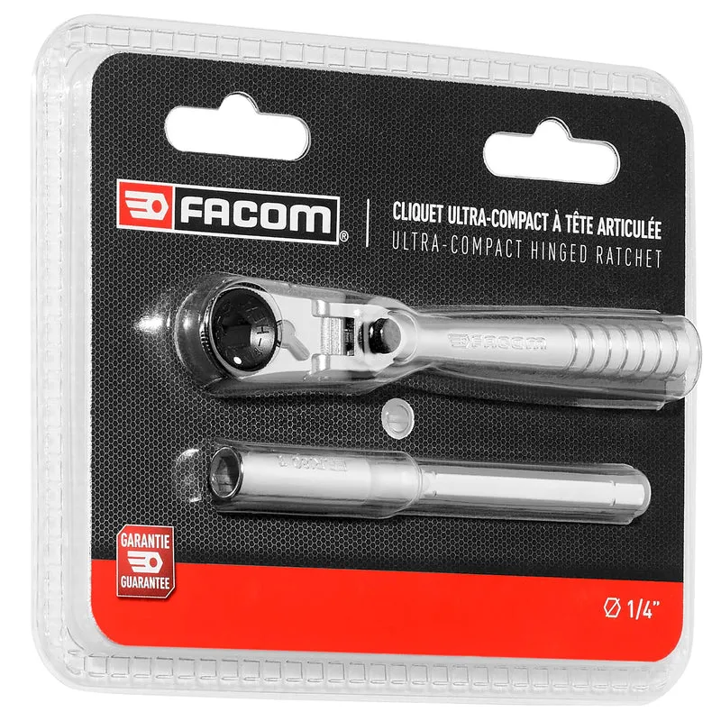 [R.180PB] Cliquet 1/4'' ultra-compact, tête flexible 180°, pour embouts 1/4"