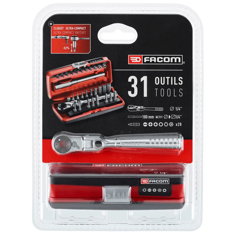 [R.180J31PB] Coffret d'embouts, 1/4'', 31 pièces