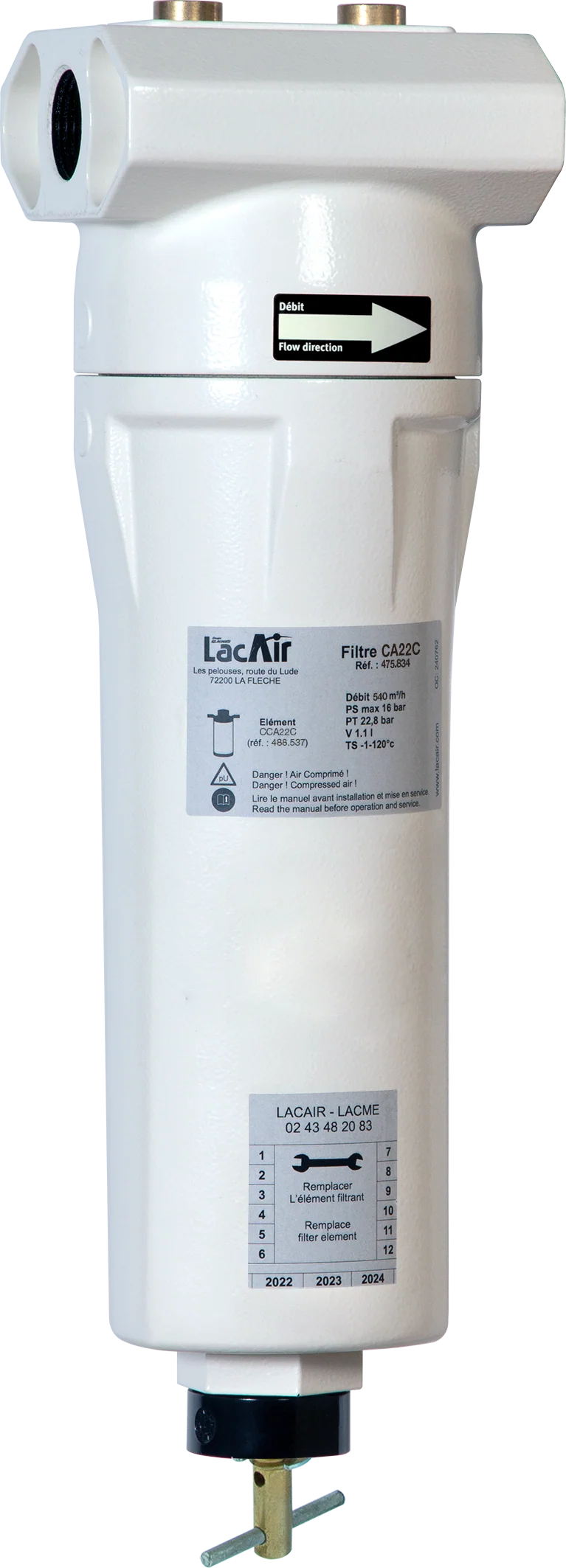Filtre Charbon Actif Ca22C - 220 M³/H - 1" F - 0,003 Ppm 475834 Lacme