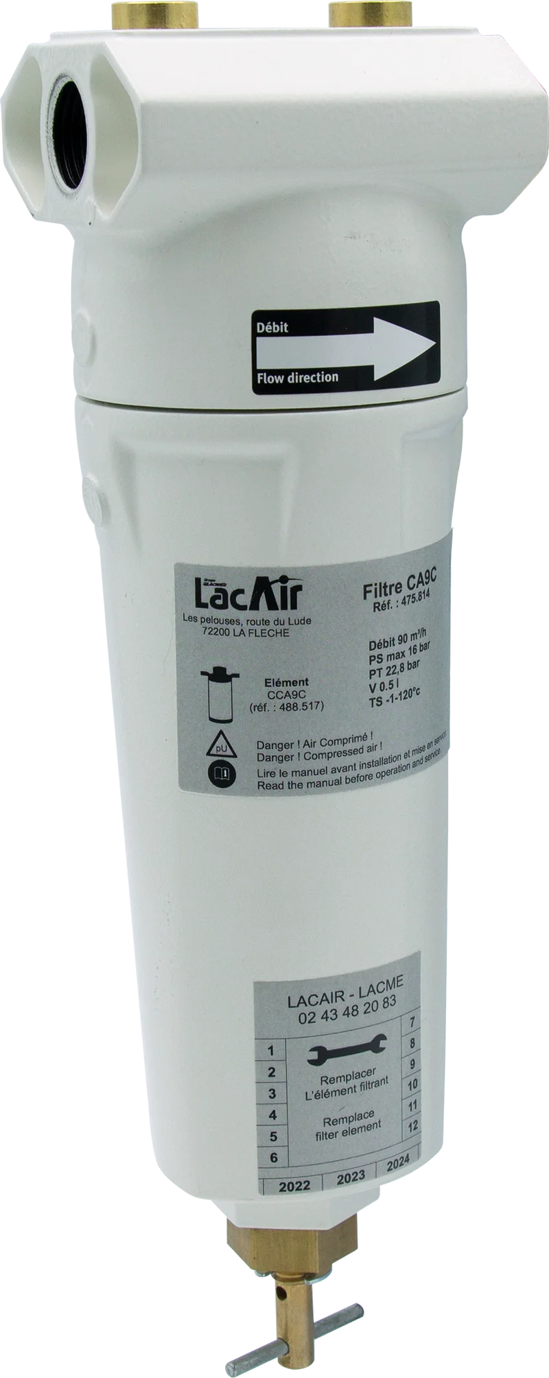 Filtre Charbon Actif Ca9C - 90 M³/H - 1/2" F - 0,003 Ppm 475814 Lacme