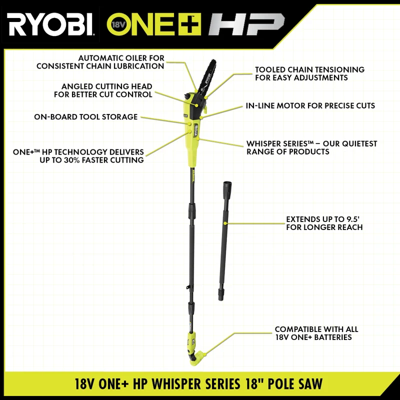 18V ONE+ HP Brushless WHISPER SERIES 8" Pole Saw