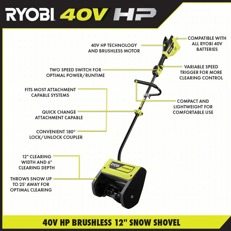 40V HP Brushless 12" Snow Shovel Kit