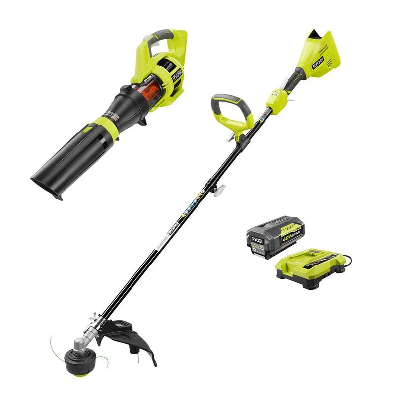 40V Brushless String Trimmer/Jet Fan Blower Combo Kit - 3.0 Ah Battery and Charger Included
