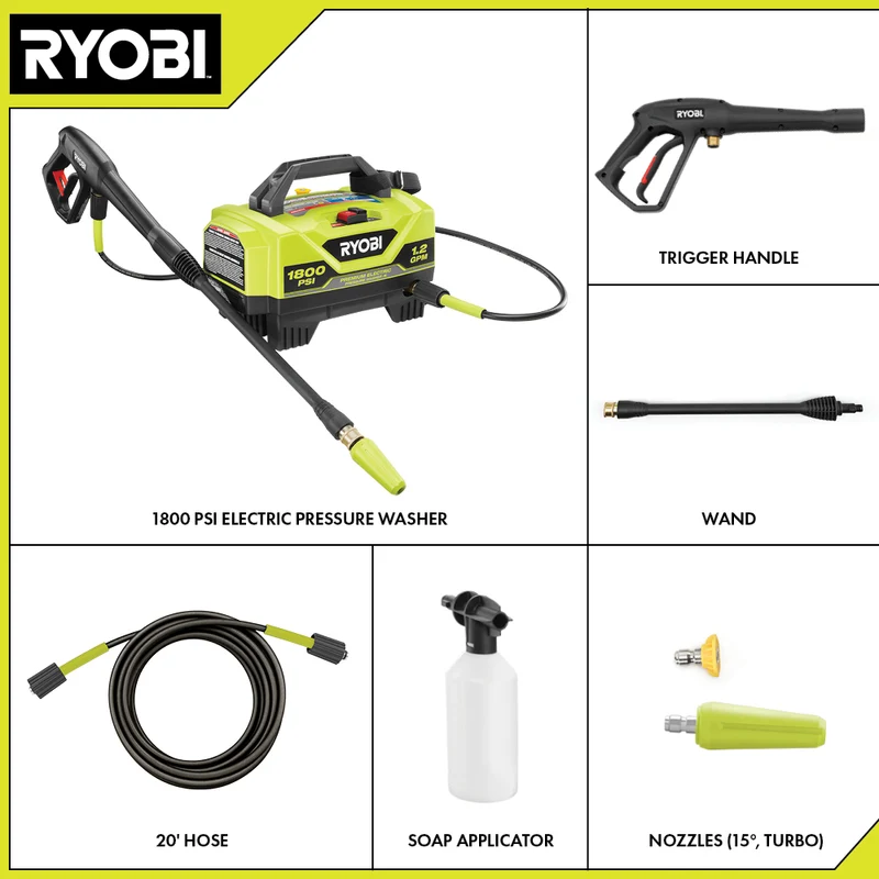 1800 PSI 1.2 GPM Electric Pressure Washer