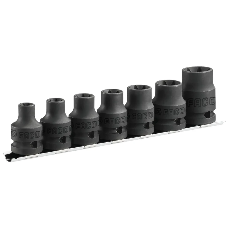 [NSTX.J7] Jeu de 7 douilles impact Torx® sur rack, 1/2"