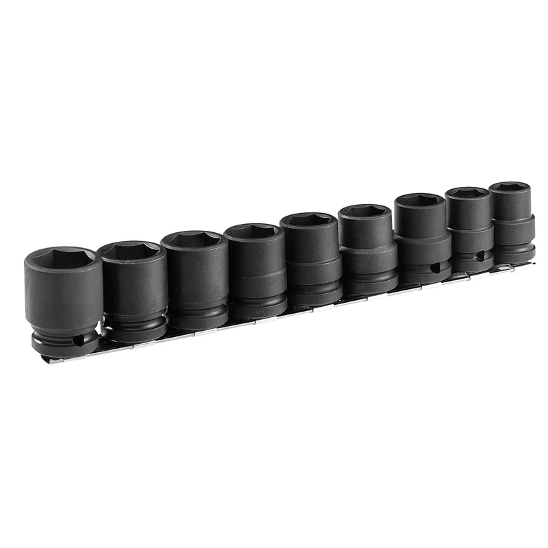 [NS.J9] Jeu de 9 douilles impact, 6 pans métriques sur rack, 1/2"