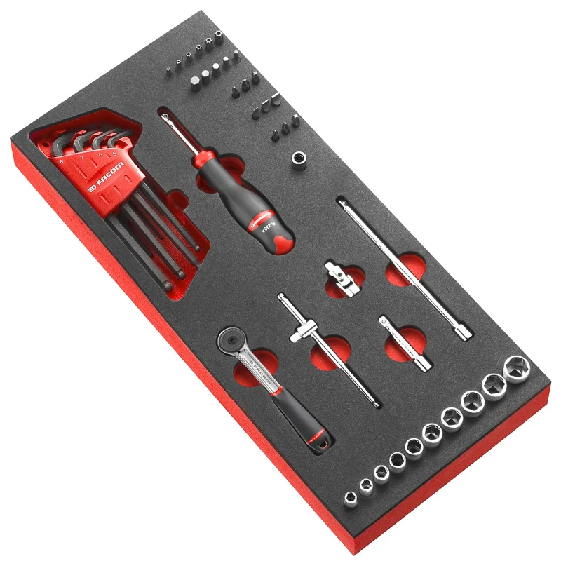 [MODM.R161-36PB] Module mousse douilles, 6 pans métriques, 46 pièces, 1/4"