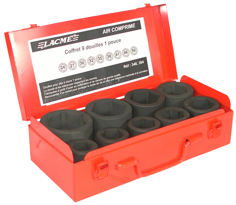 Coffr.9 Douilles Courtes 1"Ind 348304 Lacme