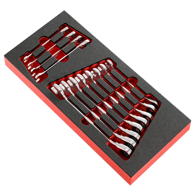 [MODM.467BJ12PB] Module de clés mixtes à cliquet métriques en plateau thermoforme et en mousse