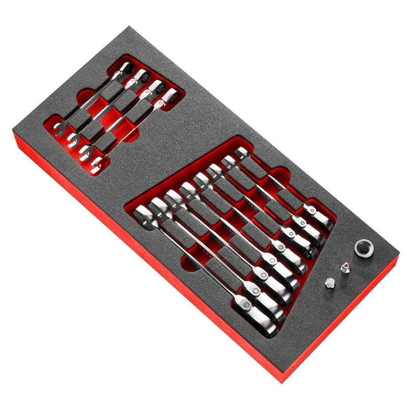 [MODM.467BFJ12] Module mousse 12 clés mixtes à cliquet articulées métriques