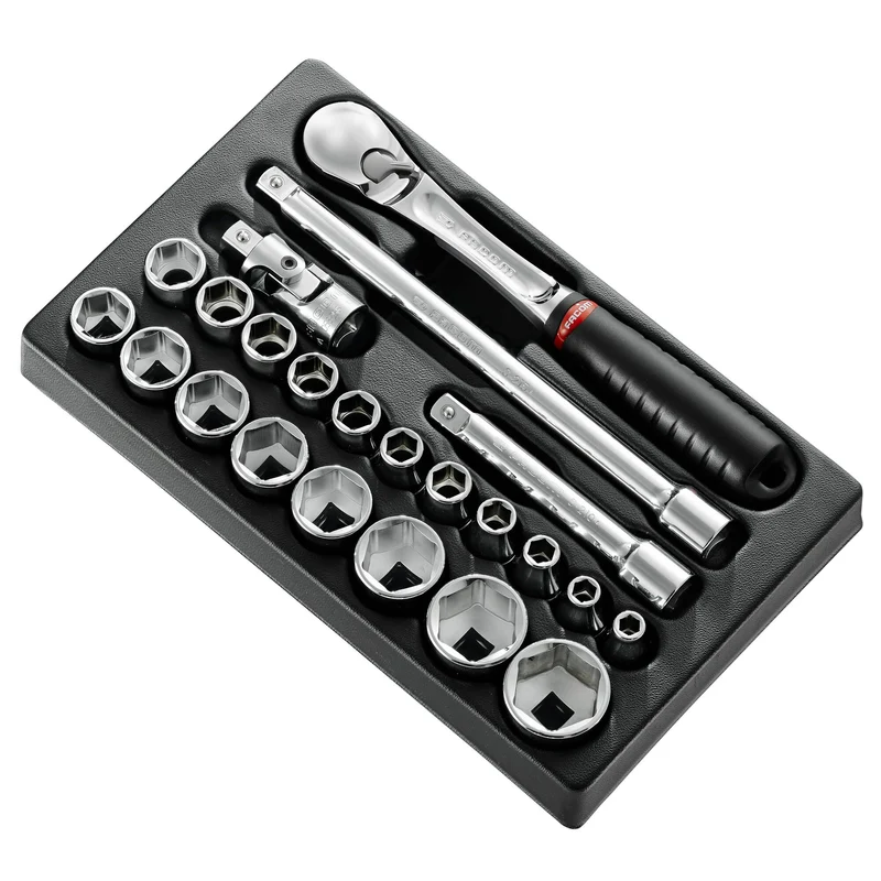[MOD.SL161-36] Module douilles, 6 pans métriques, 23 pièces, 1/2"