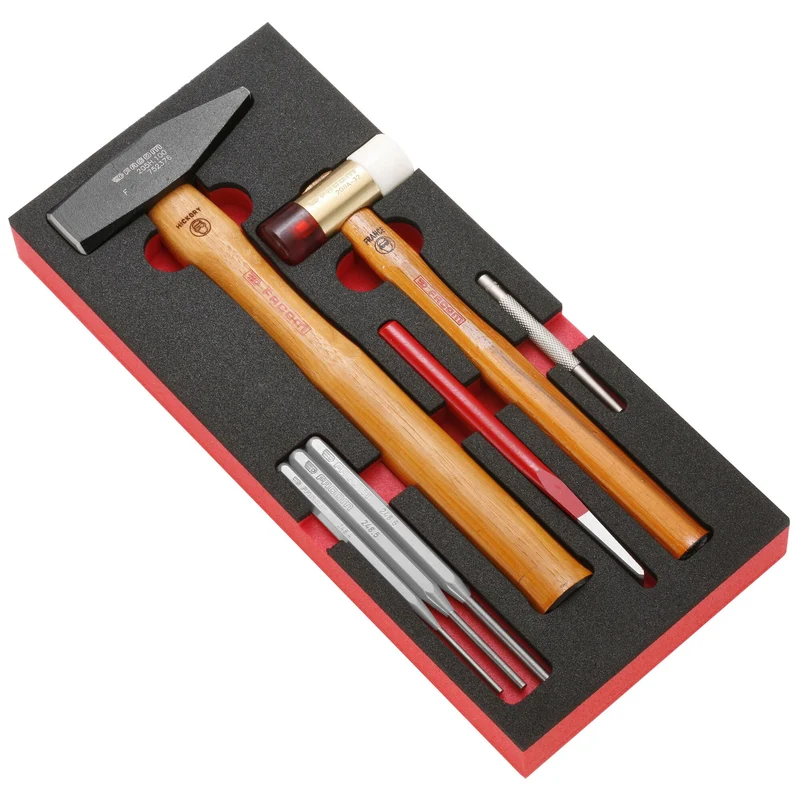 [MODM.MI3] Module mousse outils de frappe et marteau hickory 205H, 7 pièces