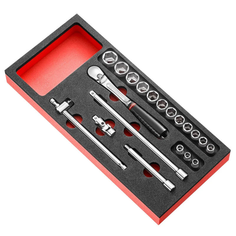 [MODM.JL161-36] Module mousse douilles, 6 pans métriques, 20 pièces, 3/8"