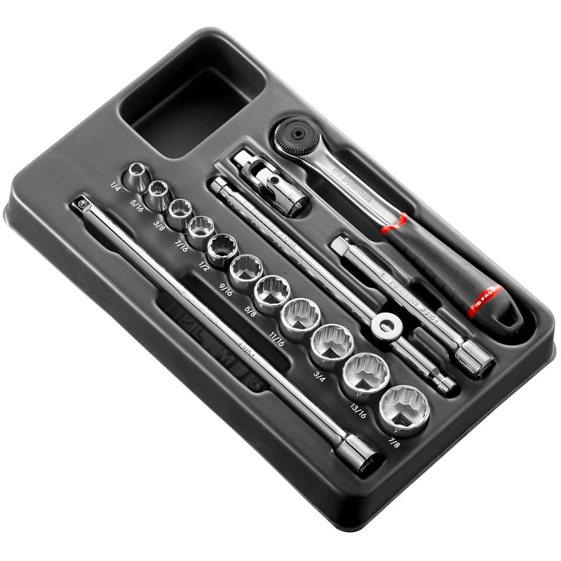 [MOD.J161-212U] Module douilles 12 pans en pouces, 16 pièces, 3/8"