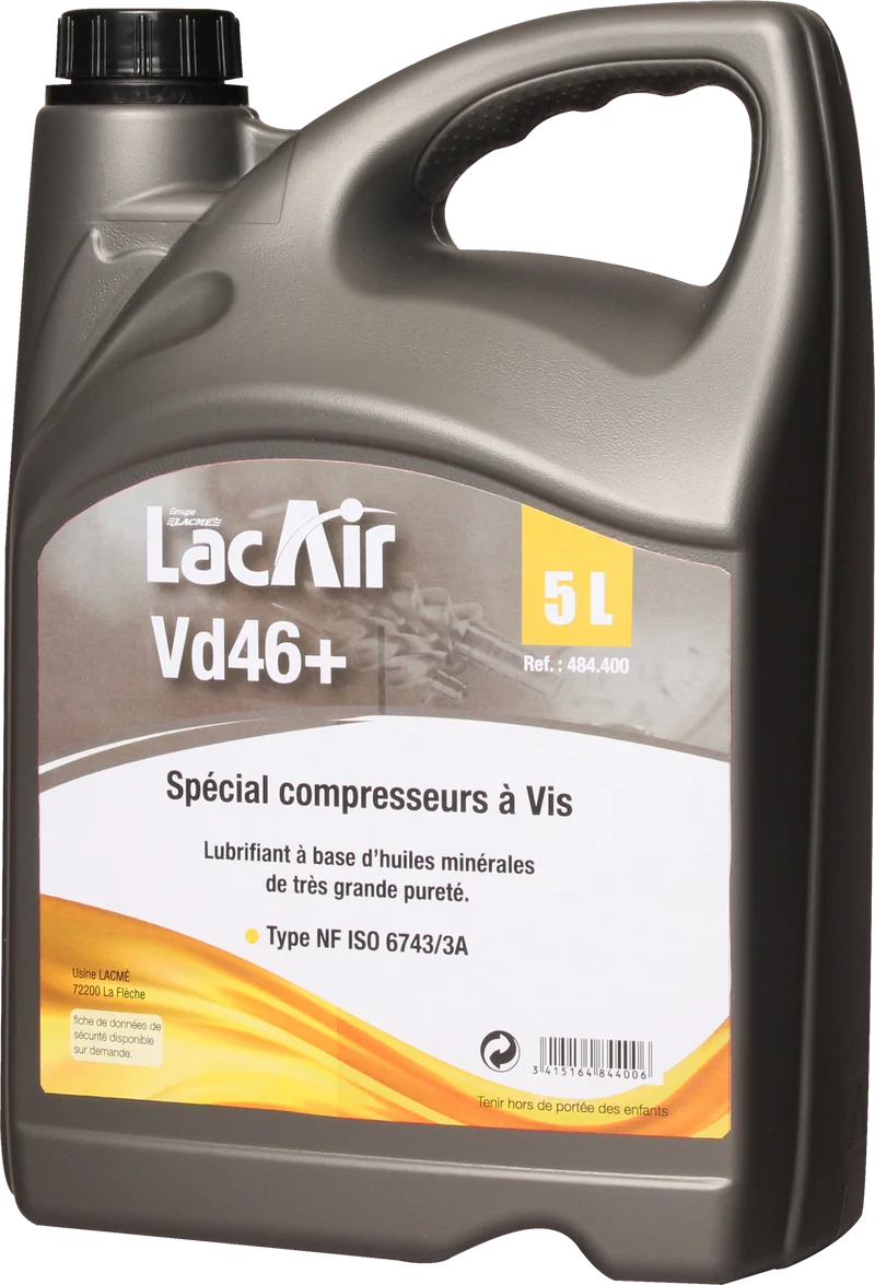 Bidon 5 Litres D'Huile Minérale Vd46+ Pour Compresseur Vis 484400 Lacme