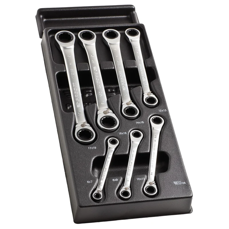 [MOD.65J7PB] Module 7 clés polygonales à cliquet, têtes 15° œil 12 pans