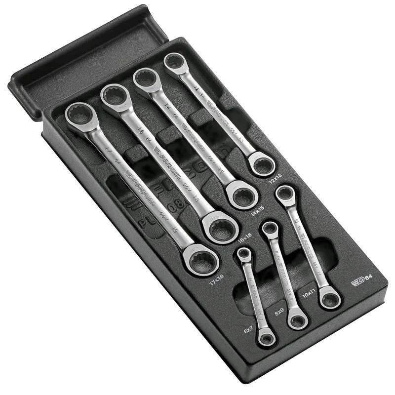 [MOD.64J7] Module 7 clés polygonales à cliquet œil, 12 pans