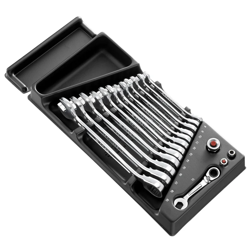 [MOD.467BJ13PB] Module de clés mixtes à cliquet métriques en plateau thermoformé et en mousse