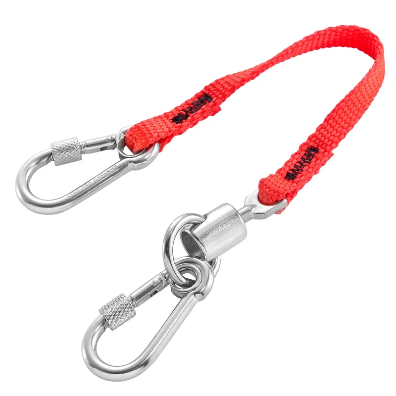 [LAN0.2TSLS] Longe 20 cm et mousqueton 50 mm en inox à vis + émerillon et mousqueton, 60 mm en inox à vis, SLS