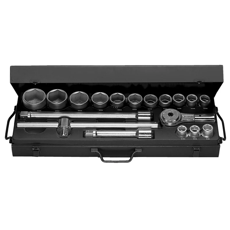 [K.437E] Coffret douilles, 6 pans métriques, 3/4"