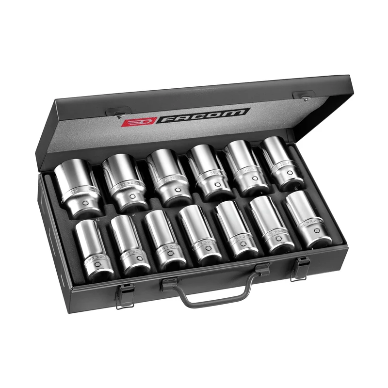 [K.405E] Coffret douilles longues, 6 pans métriques, 12 pièces, 3/4"