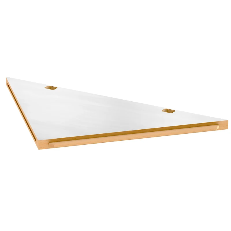 [JLS3-PBAST] Plateau inox et bois en triangle pour créer un angle, 40 mm