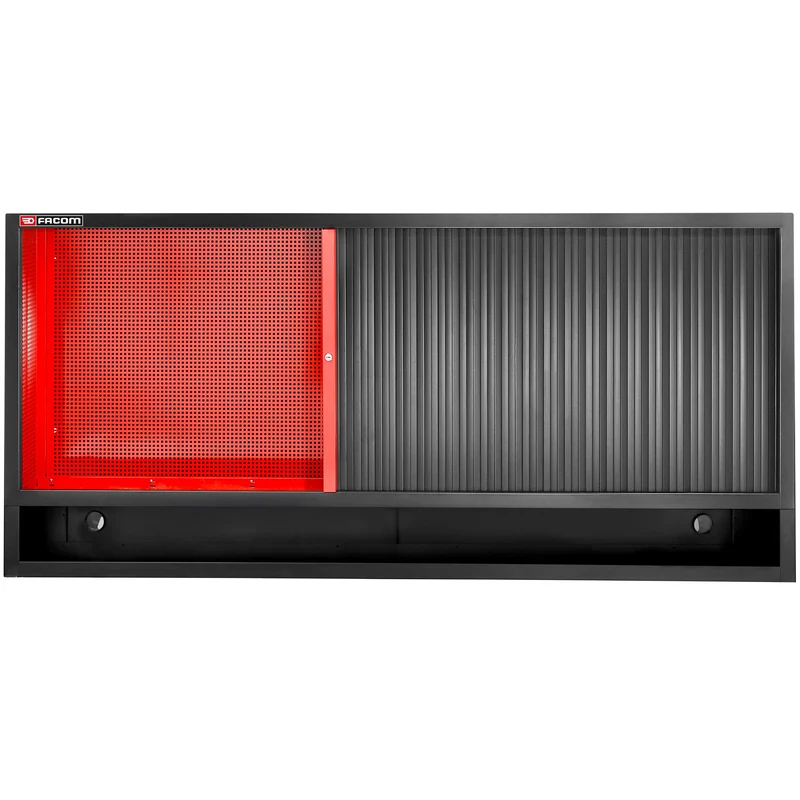 [JLS3-MHTR] Meuble haut triple à rideau, panneau perforé pour accrochage vertical, rouge
