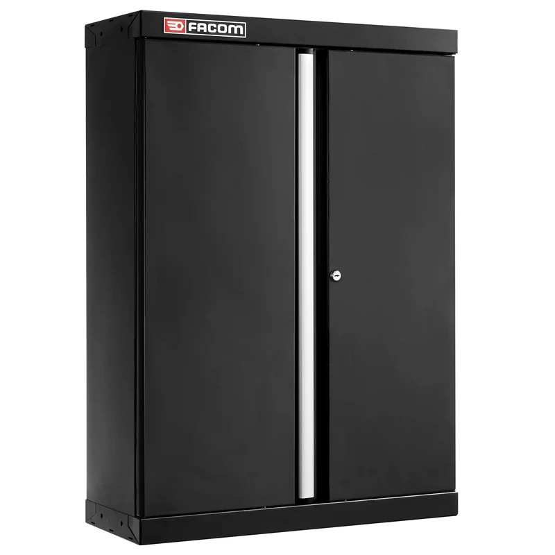 [JLS3-MHSPPBS] Meuble haut, 2 portes pleines, 2 étagères, noir