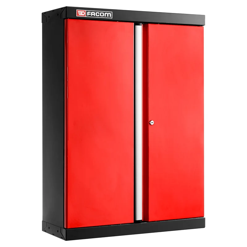 [JLS3-MHSPP] Meuble haut, 2 portes pleines, 2 étagères, rouge