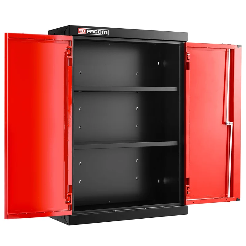 [JLS3-MHSPP] Meuble haut, 2 portes pleines, 2 étagères, rouge