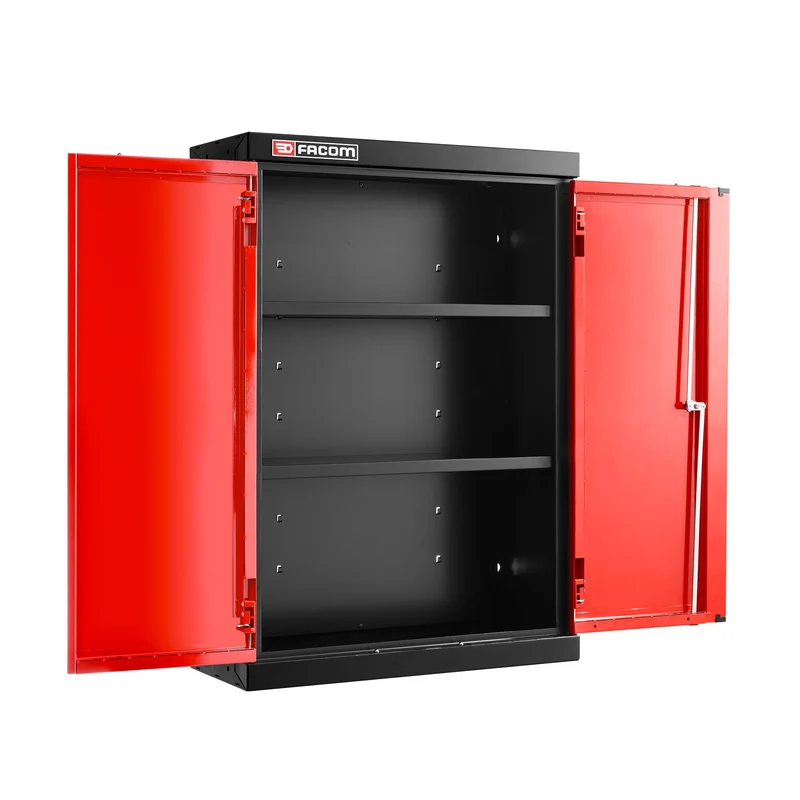 [JLS3-MHSPP] Meuble haut, 2 portes pleines, 2 étagères, rouge