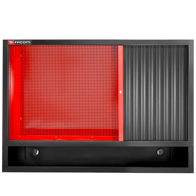 [JLS3-MHDR] Meuble haut double à rideau, panneau perforé pour accrochage vertical, rouge