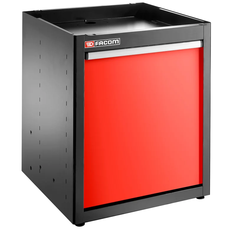 [JLS3-MBSSER] Meuble bas gestion des déchets, 2 supports sac-poubelles 100 L, rouge